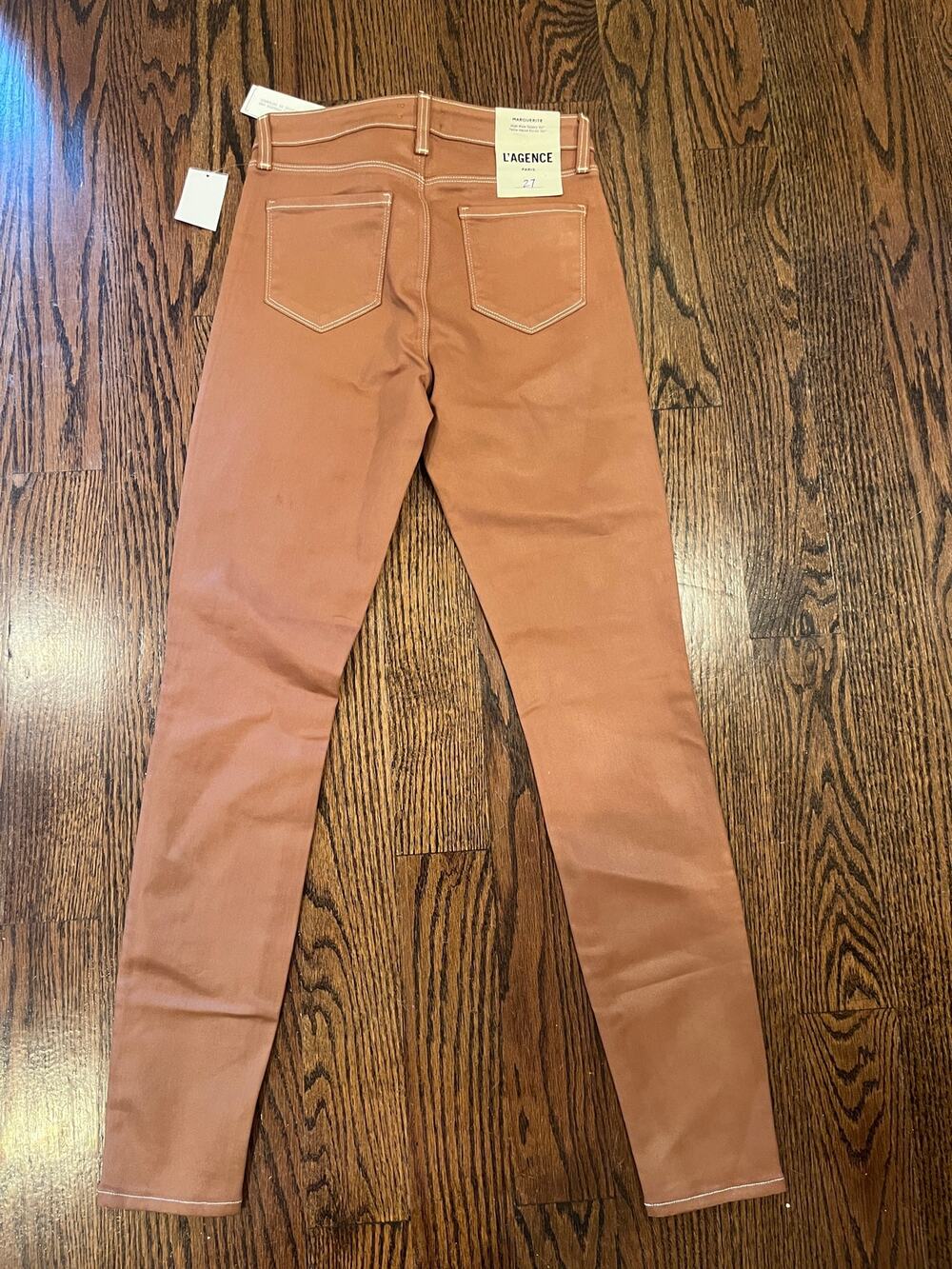L'AGENCE Marguerite High Rise Skinny Jeans Java Natural Coated Sz 27 NWT